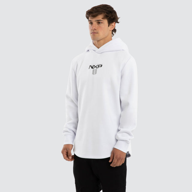 Model wears Crew Dual Curved Hoodie Optical White Hoodies  – image 3