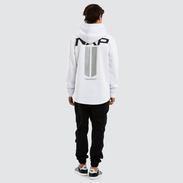 Model wears Crew Dual Curved Hoodie Optical White Hoodies  – image 2