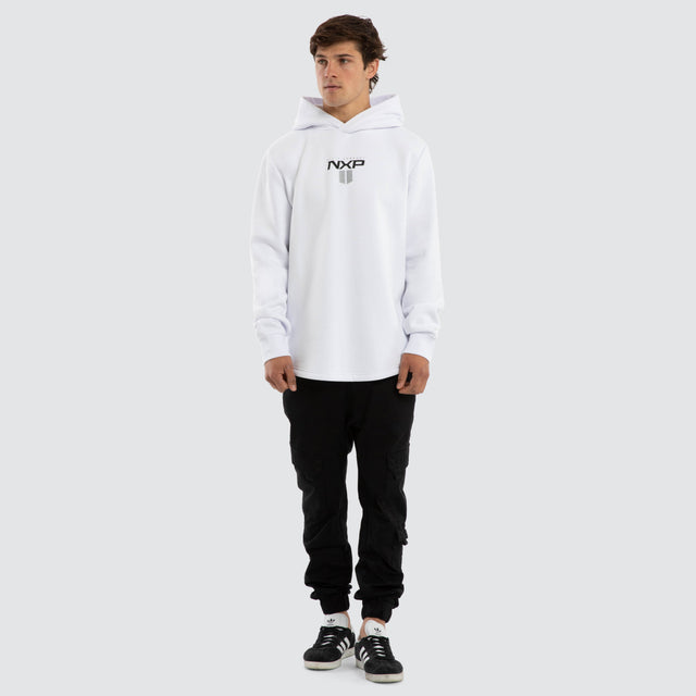 Model wears Crew Dual Curved Hoodie Optical White Hoodies  – image 5