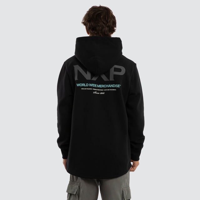 Peak Dual Curved Hoodie Jet Black