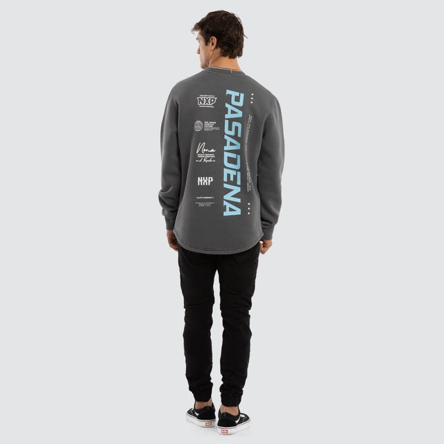 Model wears System Dual Curved Sweater Pigment Charcoal Jumpers  – image 5