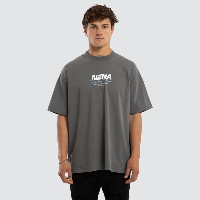 Model wears Network Raptor Tee Charcoal T-Shirts  – image 3