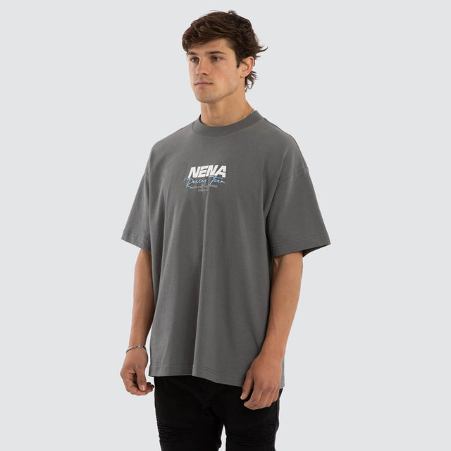 Model wears Network Raptor Tee Charcoal T-Shirts  – image 4