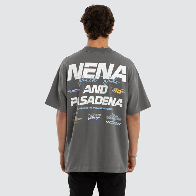 Model wears Network Raptor Tee Charcoal T-Shirts  – image 1