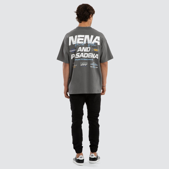Model wears Network Raptor Tee Charcoal T-Shirts  – image 5
