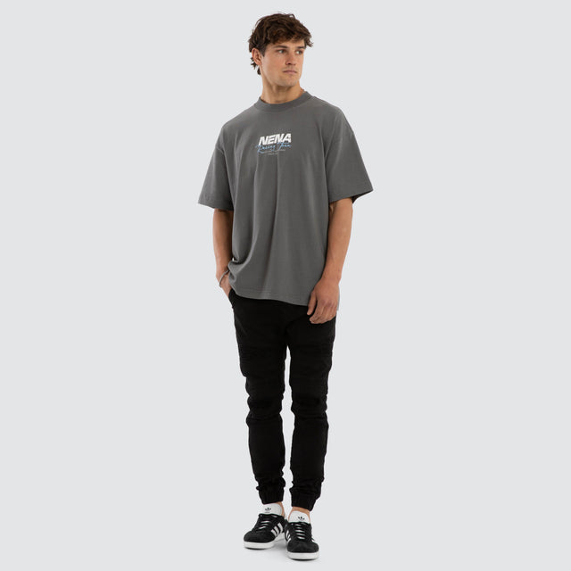 Model wears Network Raptor Tee Charcoal T-Shirts  – image 2