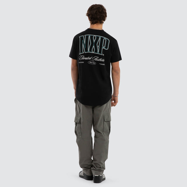 Model wears Circuit Dual Curved Tee Jet Black T-Shirts  – image 5