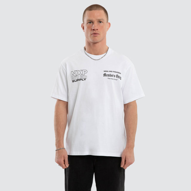 Model wears Dominant Classic Tee Optical White T-Shirts  – image 3