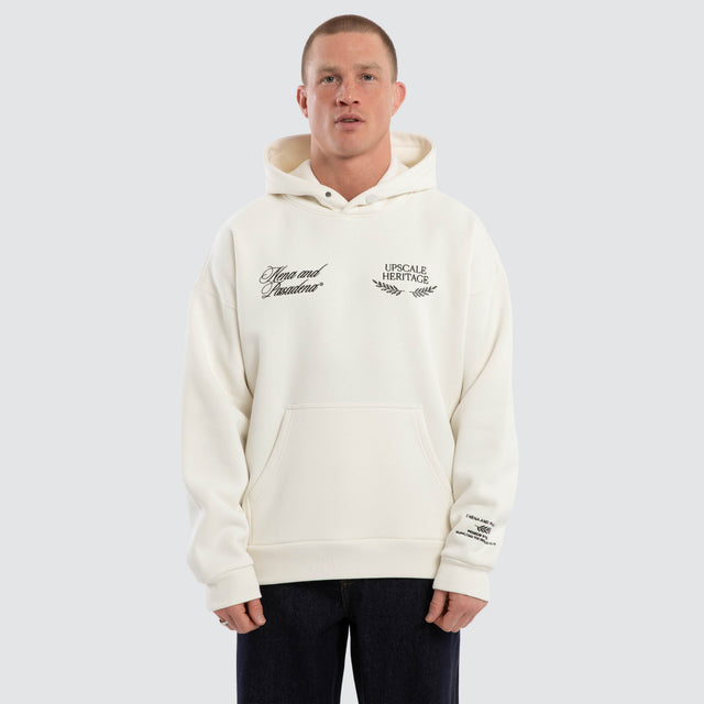 Model wears Etiquette Box Fit Hoodie Natural White Hoodies  – image 1