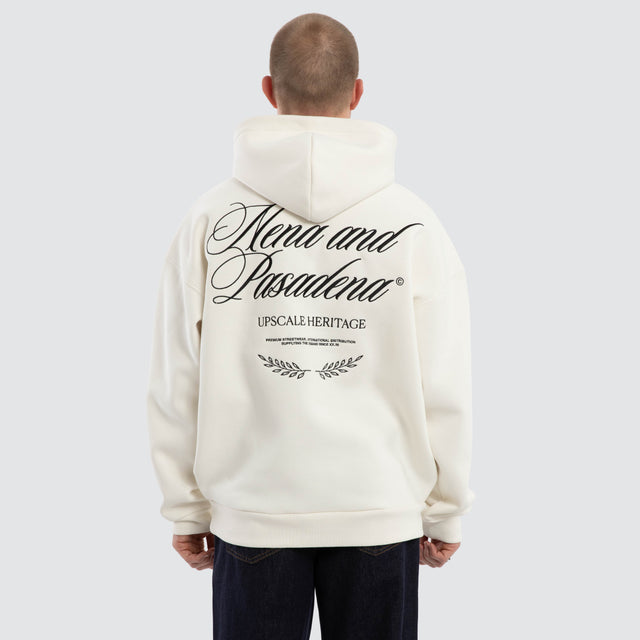 Etiquette Box Fit Hoodie Natural White