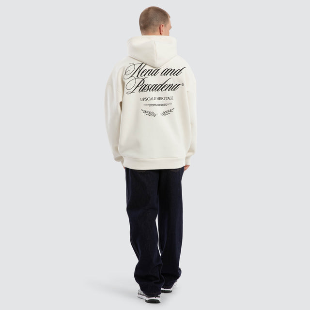 Model wears Etiquette Box Fit Hoodie Natural White Hoodies  – image 2