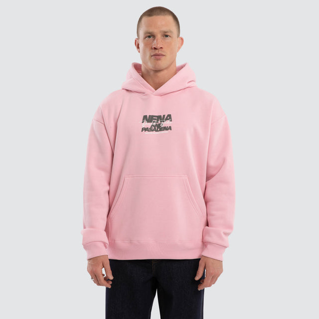 Model wears Qualifying Relaxed Fit Hoodie in Pink  Hoodies in Pink - Image 1