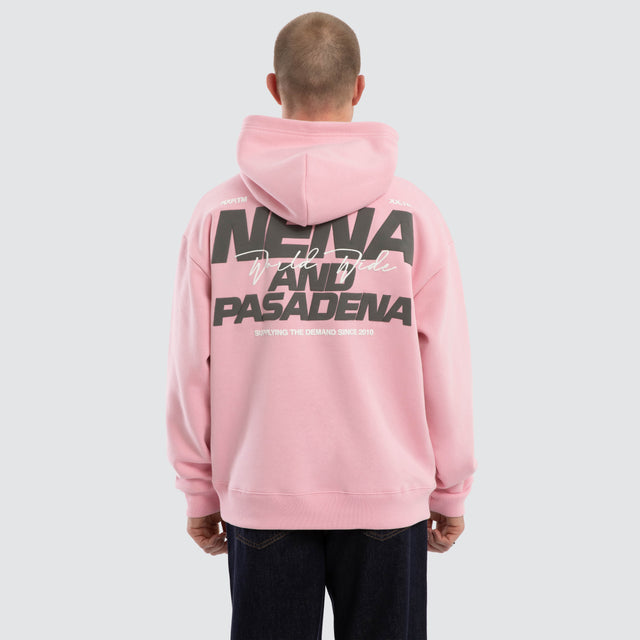 Model wears Qualifying Relaxed Fit Hoodie in Pink  Hoodies in Pink - Image 2