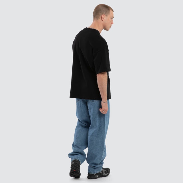 Model wears Session Loopback Raptor Tee Jet Black T-Shirts  – image 2