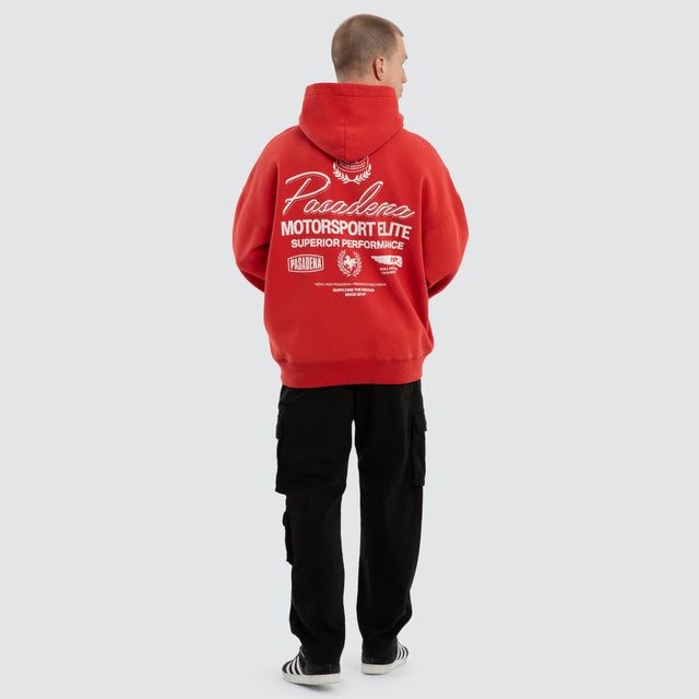 Model wears Neutral Box Fit Hoodie Pigment Red Hoodies  – image 5
