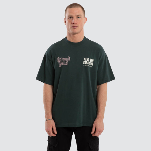 Model wears Mercy Raptor Tee Green T-Shirts in Green - Image 1