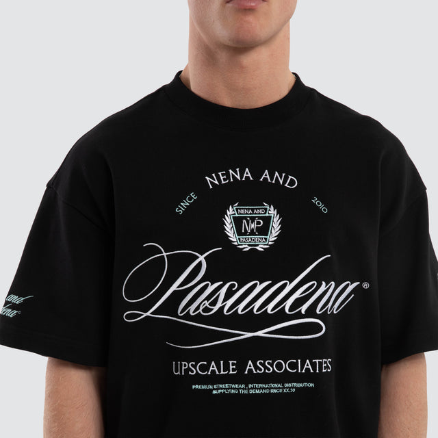 Model wears Drive Loopback Raptor Tee Jet Black T-Shirts in Black - Image 2