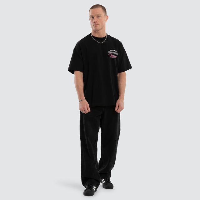 Model wears Balance Box Fit T-Shirt Black  T-Shirts in Black - Image 6
