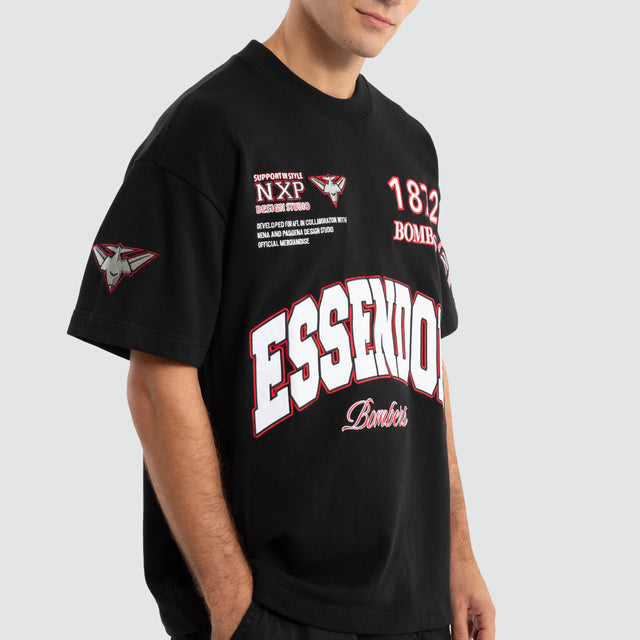 Essendon Bombers AFL Academy Tee Jet Black