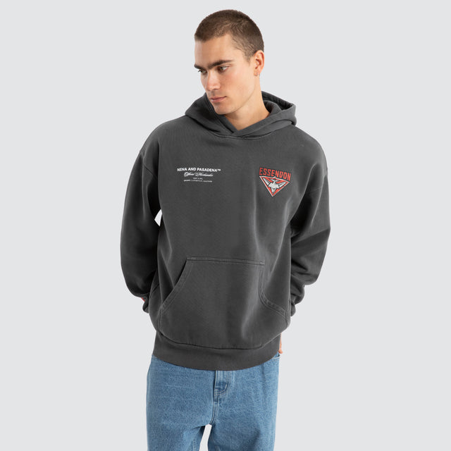 Essendon Bombers AFL Vintage Hoodie Pigment Asphalt