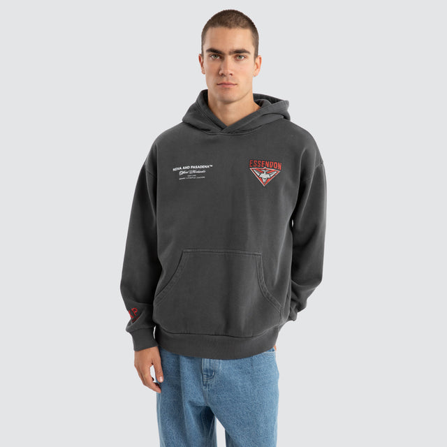 Essendon Bombers AFL Vintage Hoodie Pigment Asphalt