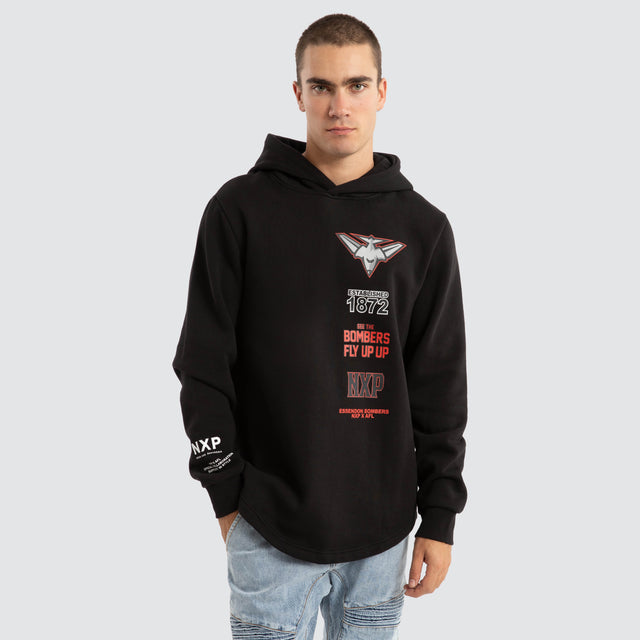 Essendon Bombers AFL Spine Hoodie Jet Black