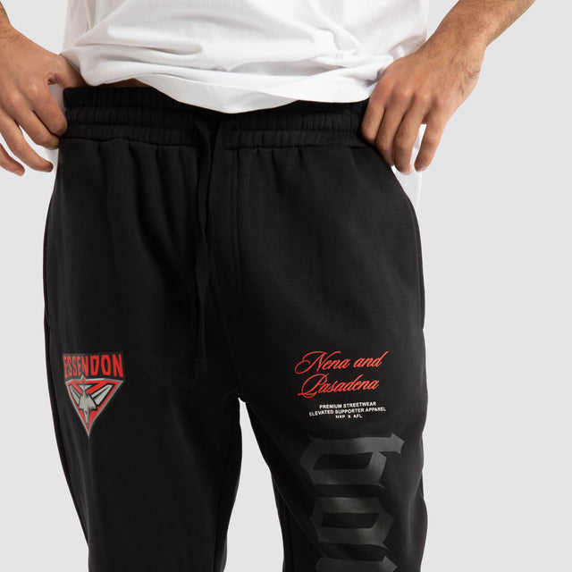 Essendon Bombers AFL Cali Trackpants Jet Black