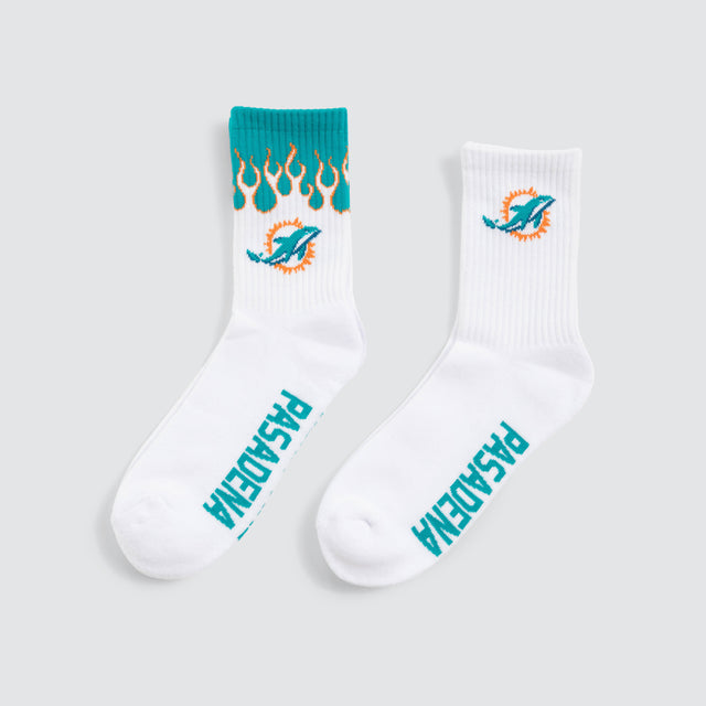 Miami Dolphins 2 Pack Socks White/Aqua