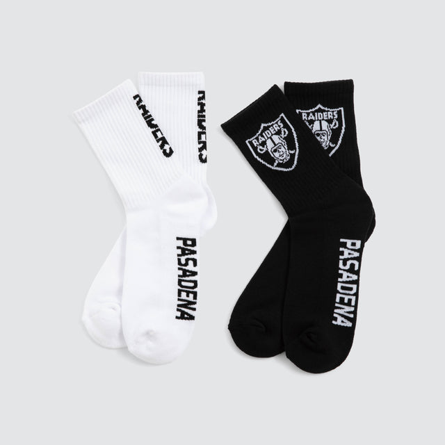 Las Vegas Raiders 2 Pack Socks Jet Black/White