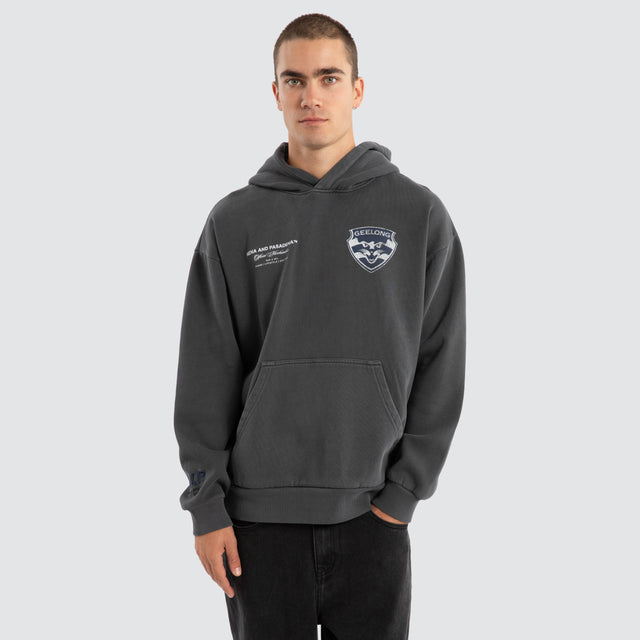 Geelong Cats AFL Vintage Hoodie Pigment Asphalt