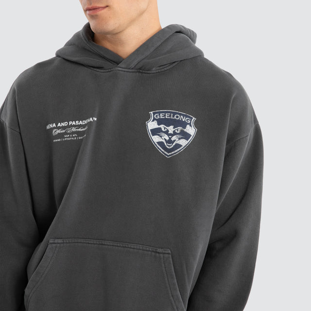 Geelong Cats AFL Vintage Hoodie Pigment Asphalt