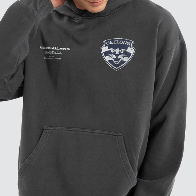 Geelong Cats AFL Vintage Hoodie Pigment Asphalt