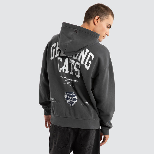 Geelong Cats AFL Vintage Hoodie Pigment Asphalt