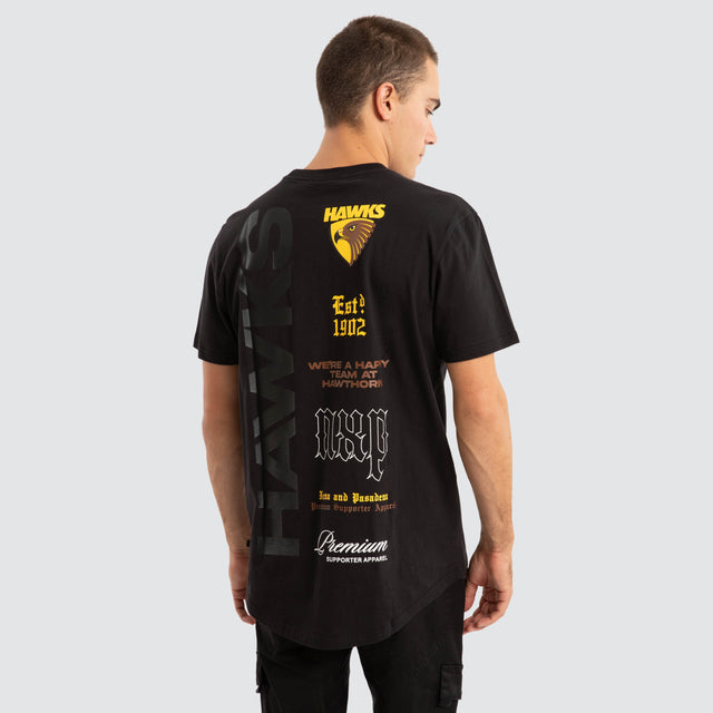 Hawthorn Hawks AFL Vert Tee Jet Black