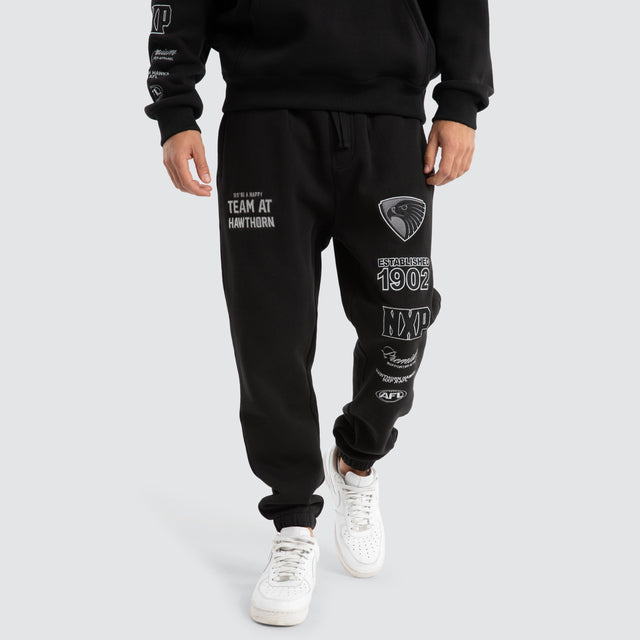 Hawthorn Hawks AFL Mono Trackpants Jet Black