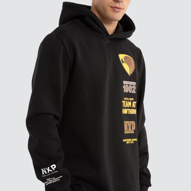 Hawthorn Hawks AFL Spine Hoodie Jet Black