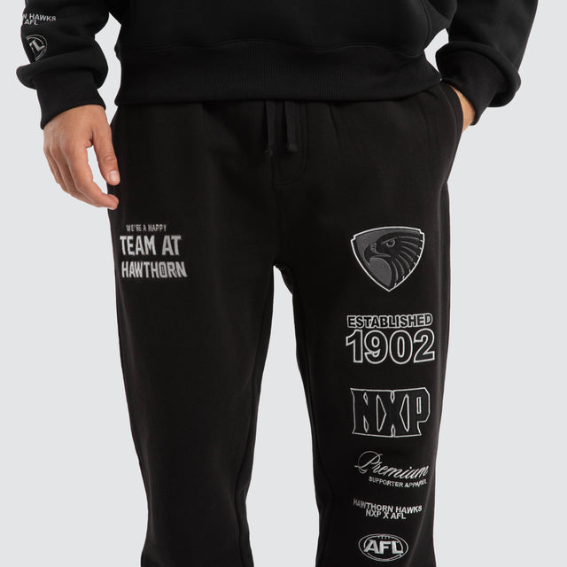 Hawthorn Hawks AFL Mono Trackpants Jet Black