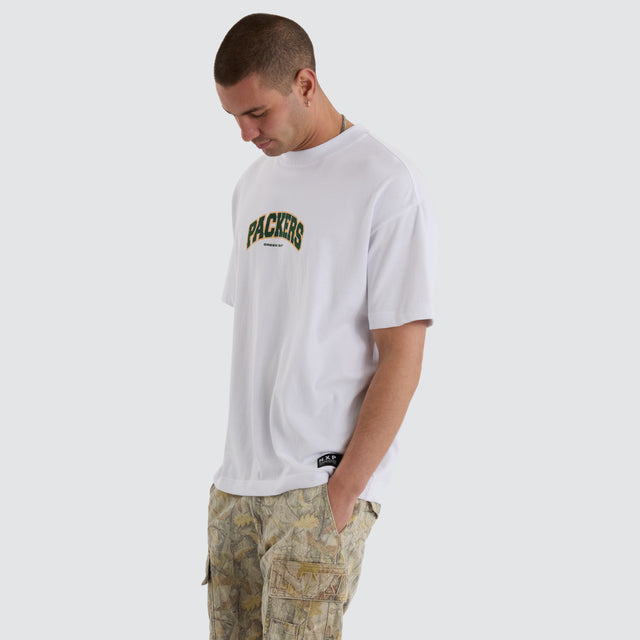 Green Bay Packers NFL Logo Raptor Tee White