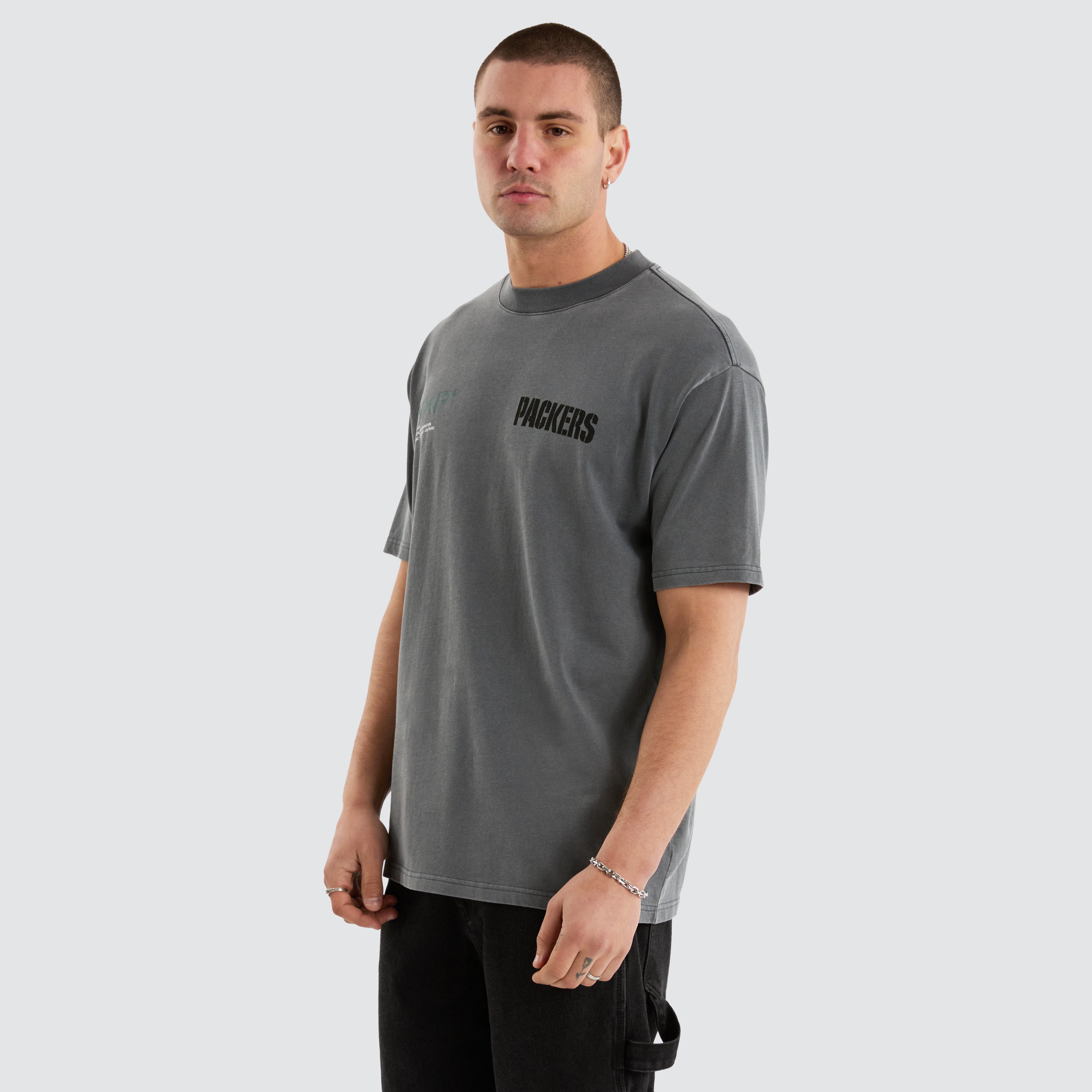 NXP x NFL Green Bay Packers Box Fit Tee in Pigment Grey | NXP