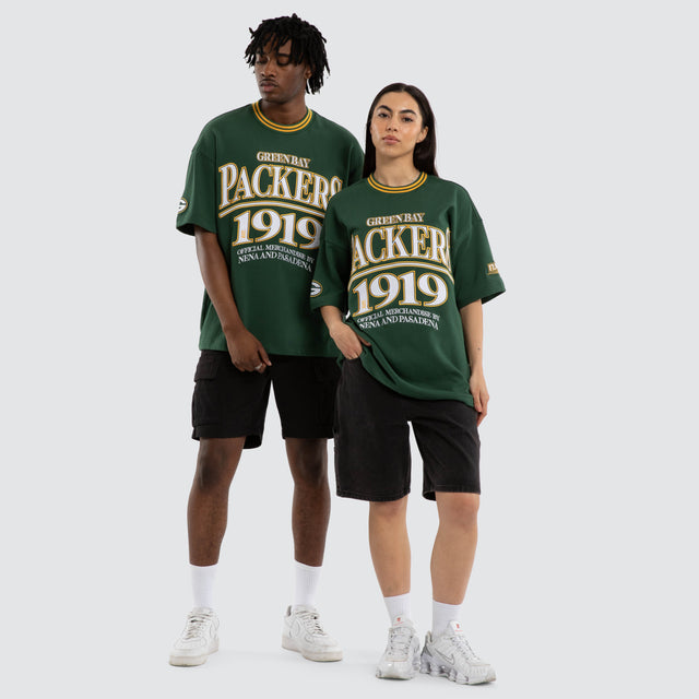 Model wears Green Bay Packers Game Tee Green T-Shirts in Green - Image 3