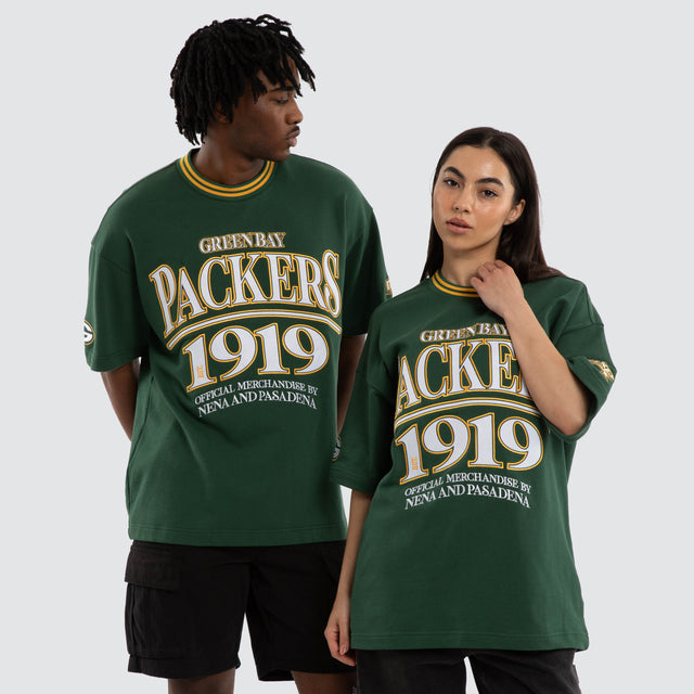 Model wears Green Bay Packers Game Tee Green T-Shirts in Green - Image 1