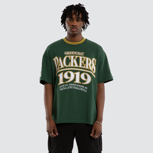 Model wears Green Bay Packers Game Tee Green T-Shirts in Green - Image 5