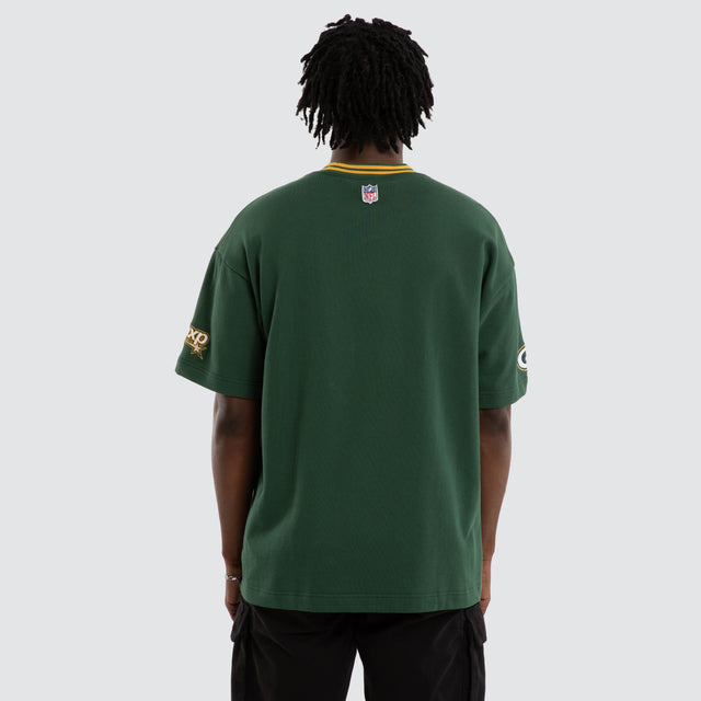 Model wears Green Bay Packers Game Tee Green T-Shirts in Green - Image 4