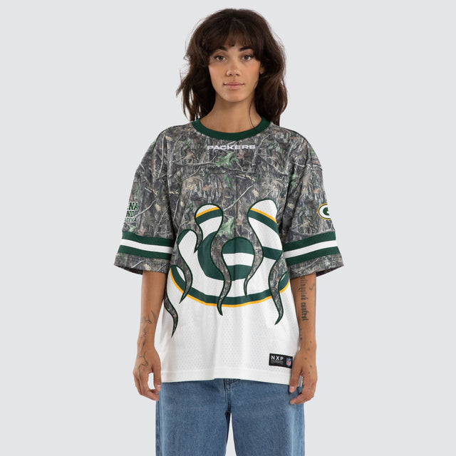 Green Bay Packers Flame Tee Camo/White
