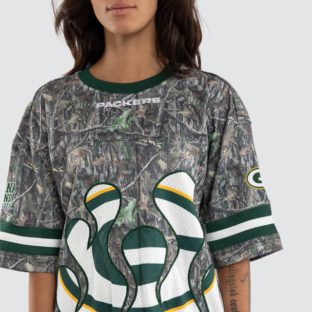 Green Bay Packers Flame Tee Camo/White