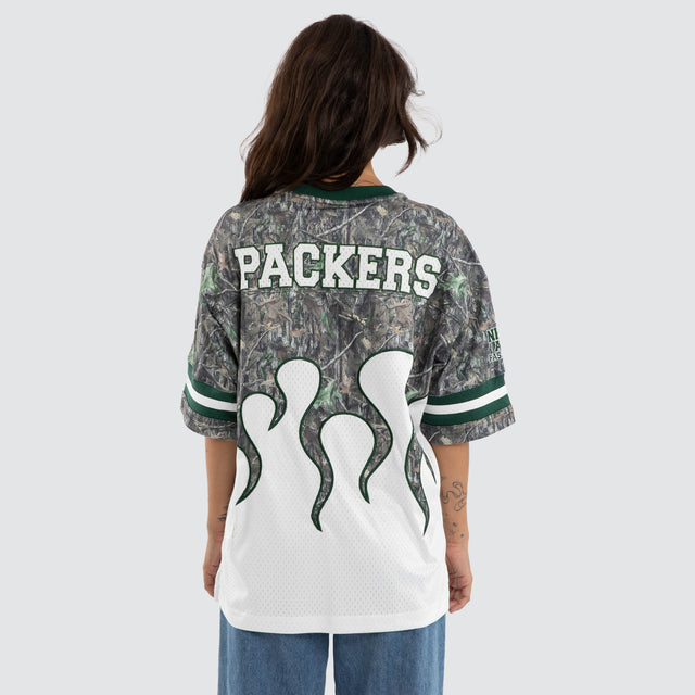 Green Bay Packers Flame Tee Camo/White
