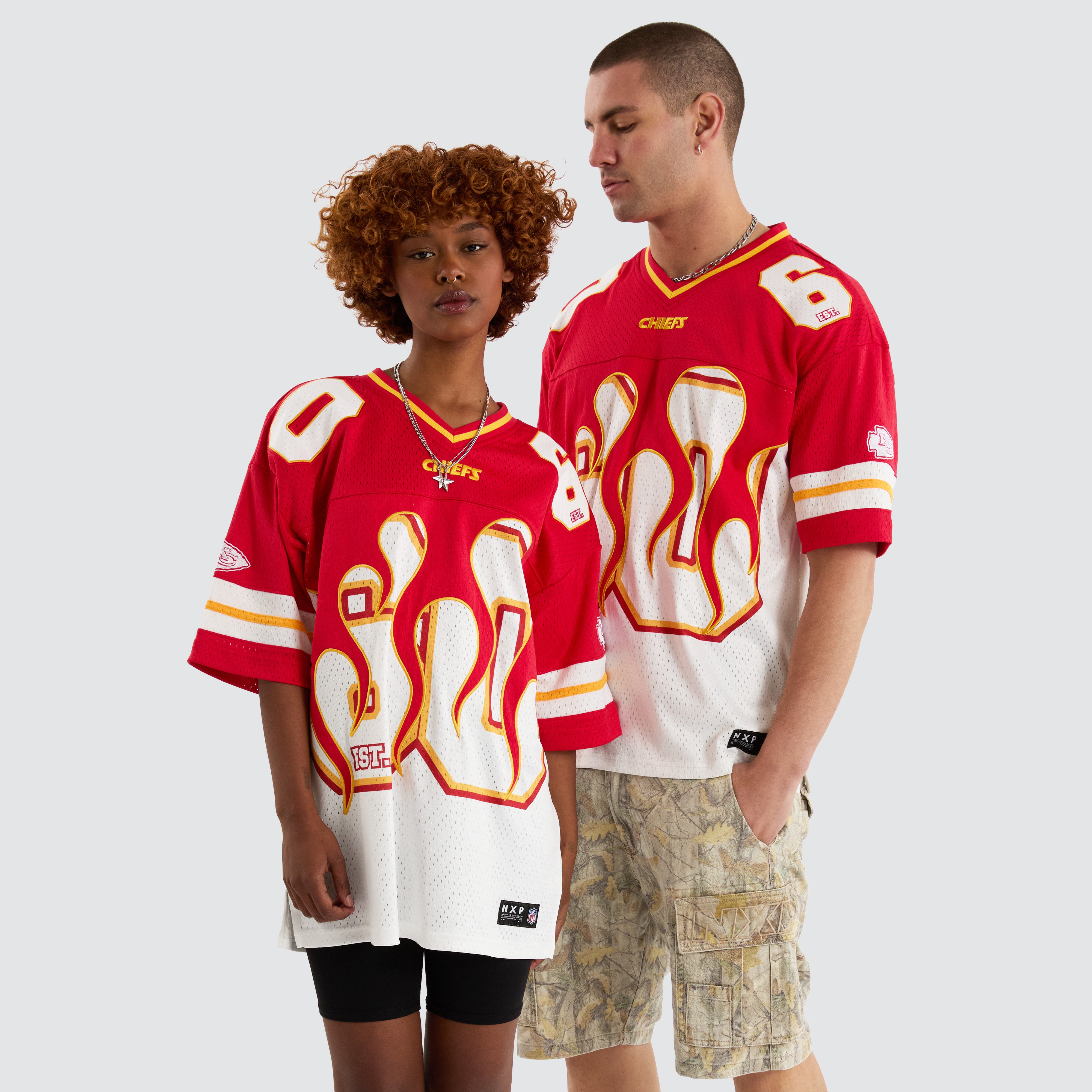 NXP x NFL Kansas City Chiefs Flame Tee in Red White Nena And Pasadena