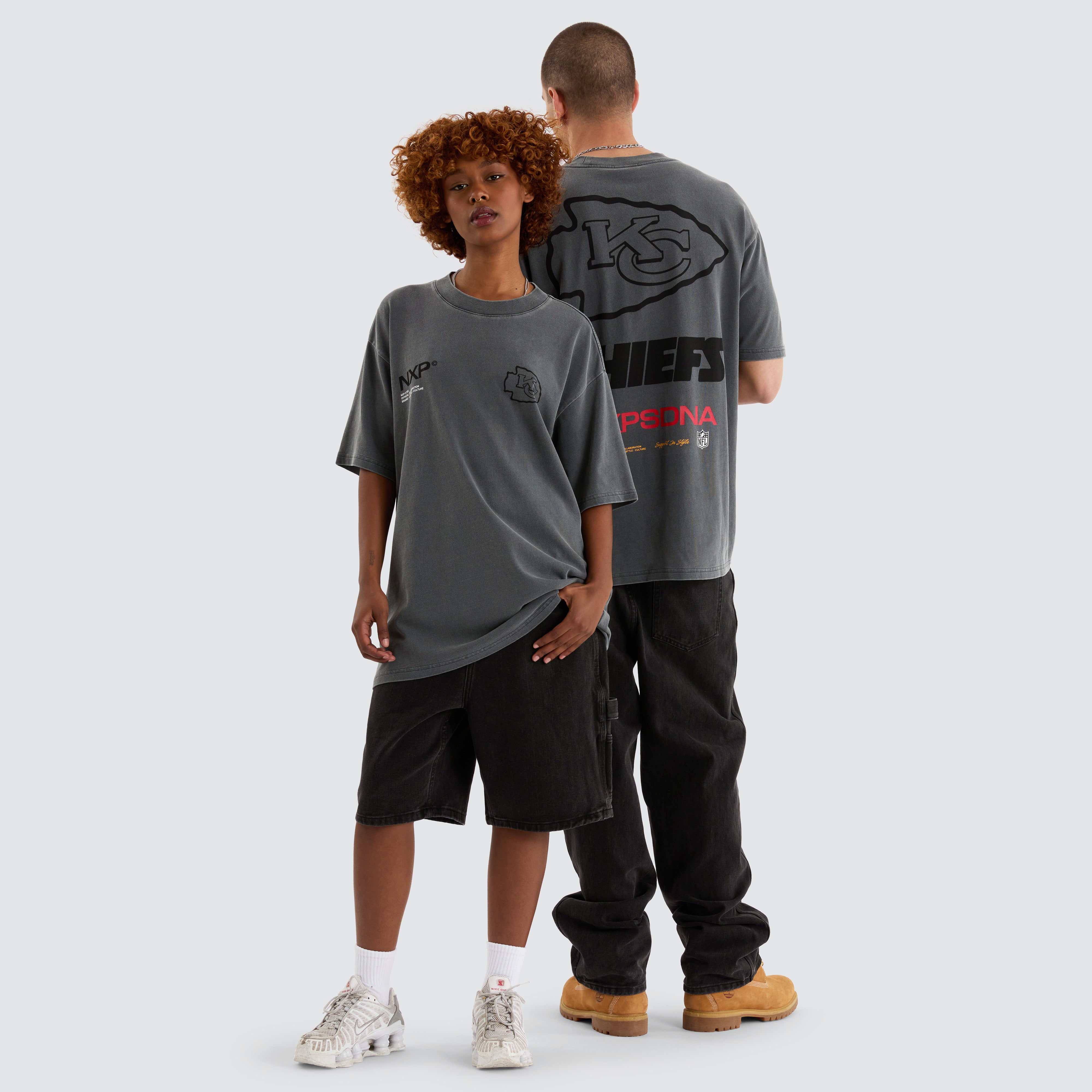 NXP x NFL Kansas City Chiefs Box Fit Tee in Pigment Grey | NXP