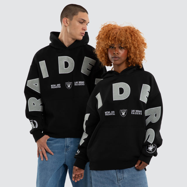 Model wears Las Vegas Raiders Arch Hoodie Jet Black Hoodies Black – image 1