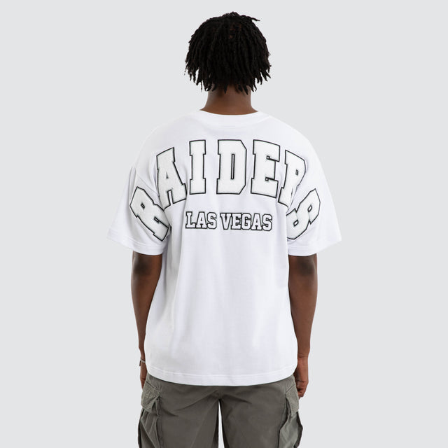 Model wears Las Vegas Raiders Surround Tee Optical White T-Shirts in White - Image 2